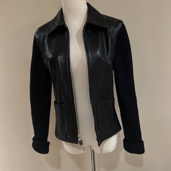 XOE. Leather & Knit Jacket. 4 - Picture 4 of 6